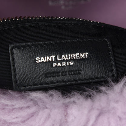 Saint Laurent Merino Shearling Lambskin Quilted Small Loulou Puffer Monogram Chain Satchel Lila 6 of 9