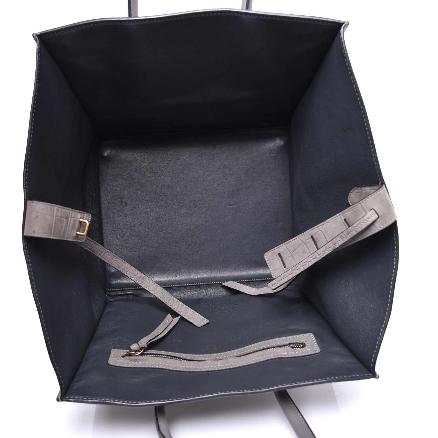 Celine Crocodile Embossed Nubuck Medium Phantom Luggage Grey 5 of 10