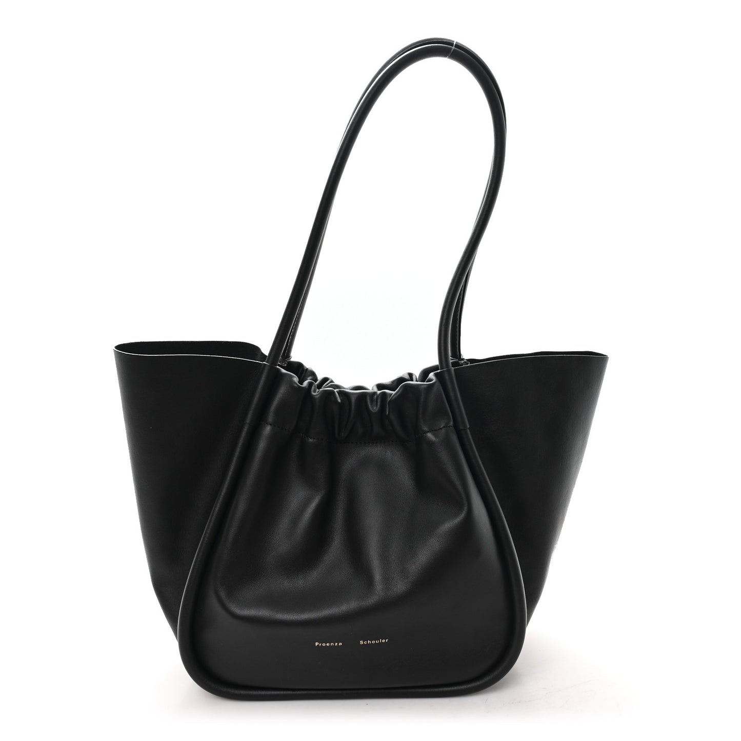 Calfskin Large Ruched Tote Black