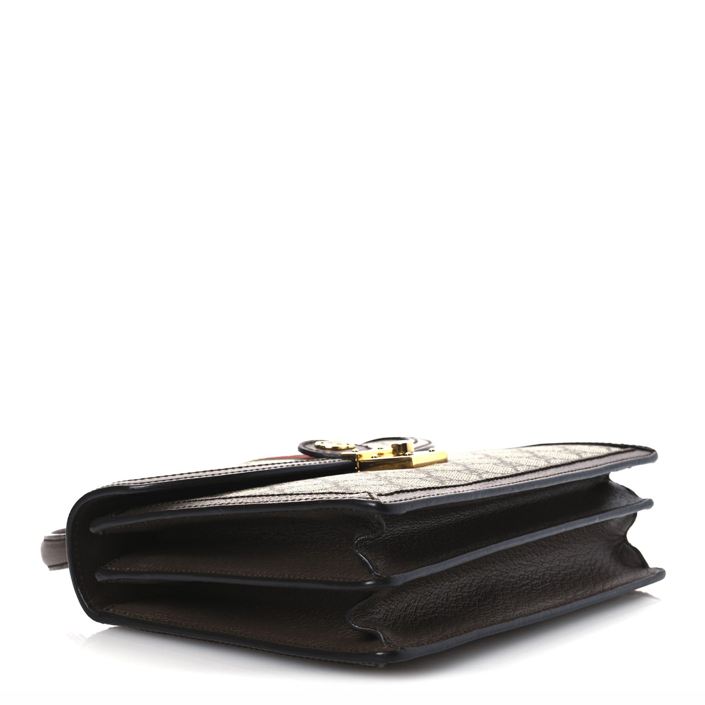 GG Supreme Monogram Textured Dollar Calfskin Web Small Ophidia Padlock Top Handle Bag Beige Ebony New Acero