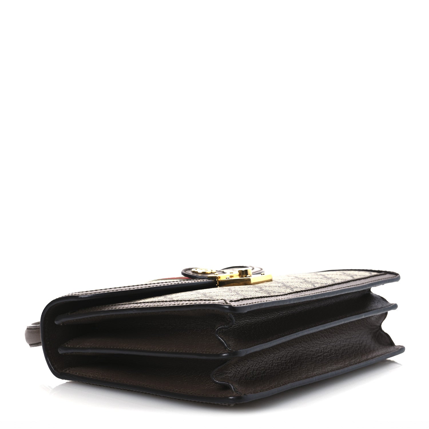 Gucci GG Supreme Monogram Textured Dollar Calfskin Web Small Ophidia Padlock Top Handle Bag Beige Ebony New Acero 4 of 13