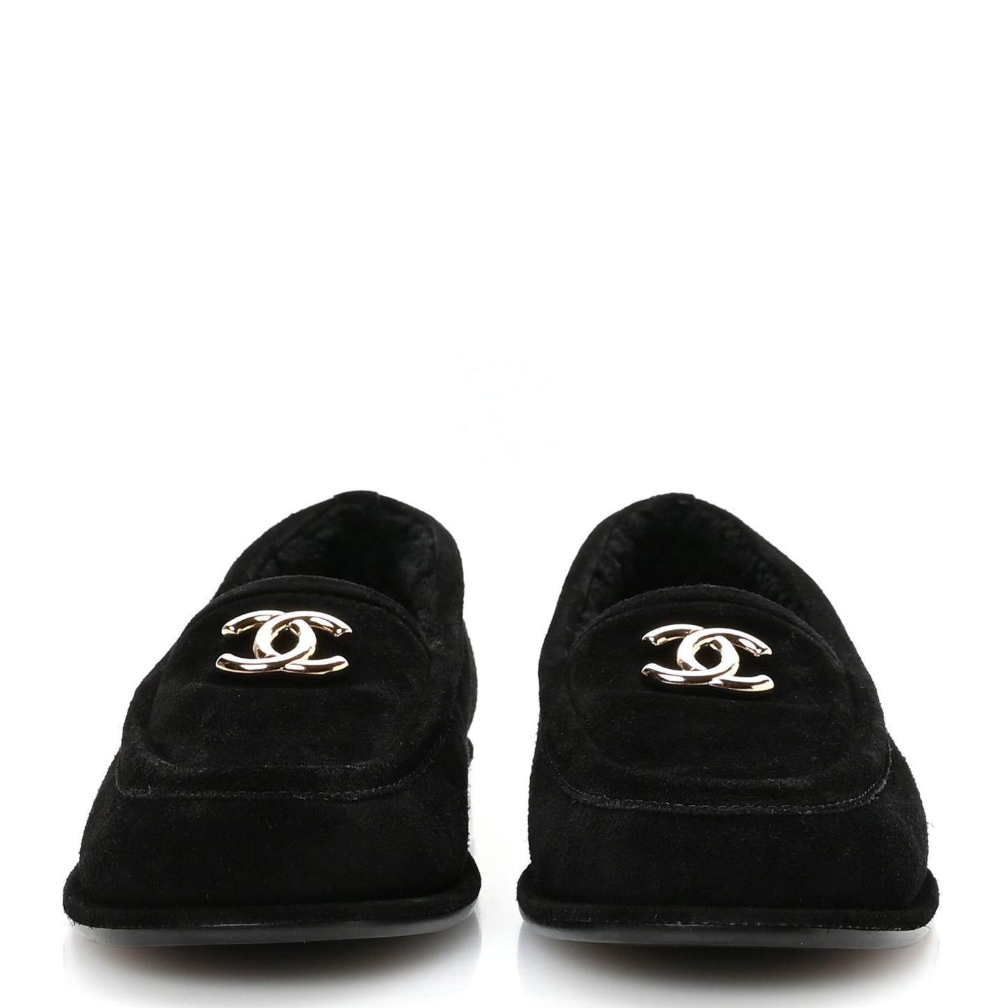 Suede Calfskin CC Mocassins 38 Black