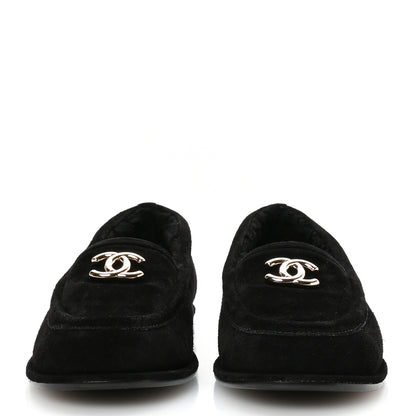 Chanel Suede Calfskin CC Mocassins 38 Black 3 of 9