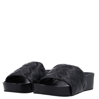 Louis Vuitton Lambskin Embossed Monogram Jumbo Flatform Mule Sandals 40 Black 4 of 10