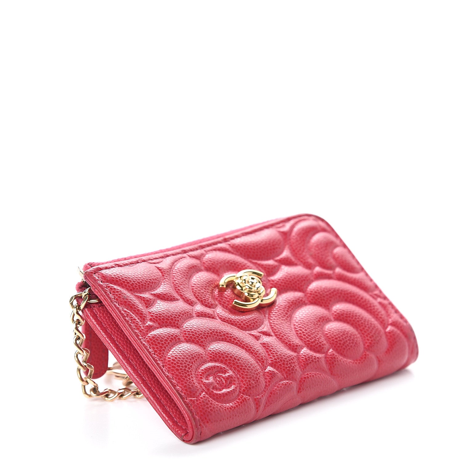 Chanel Caviar Camellia Embossed Key Holder Case Fuchsia 3 of 6