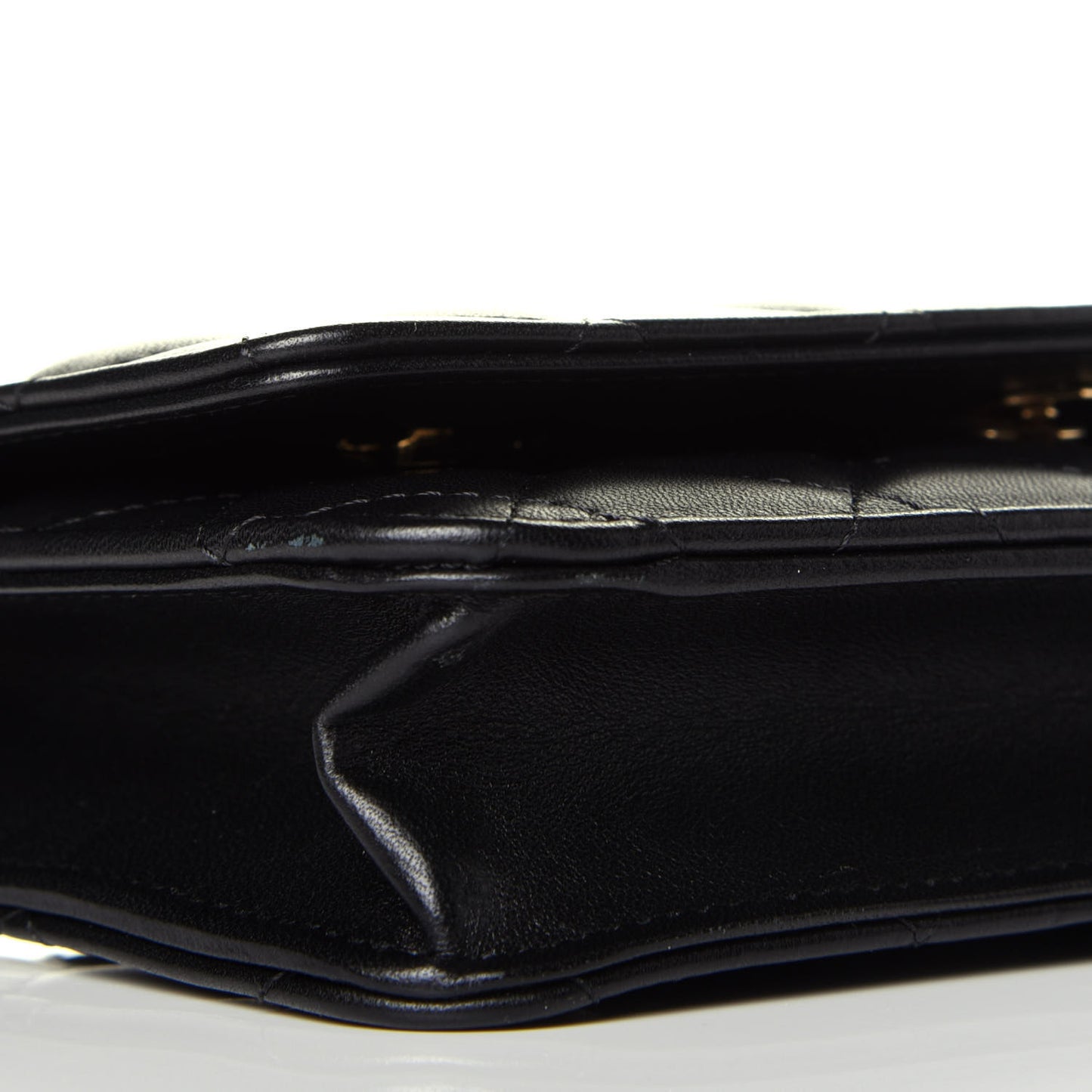 Lambskin Quilted Wallet On Chain WOC Black