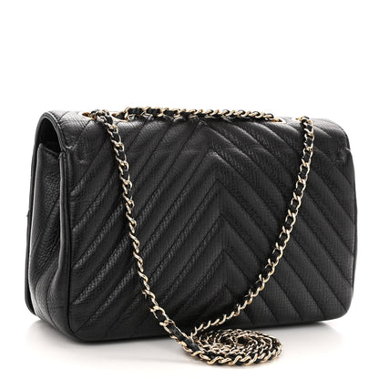 Chanel Grained Calfskin Chevron Quilted Medium Statement Flap Black 3 of 10