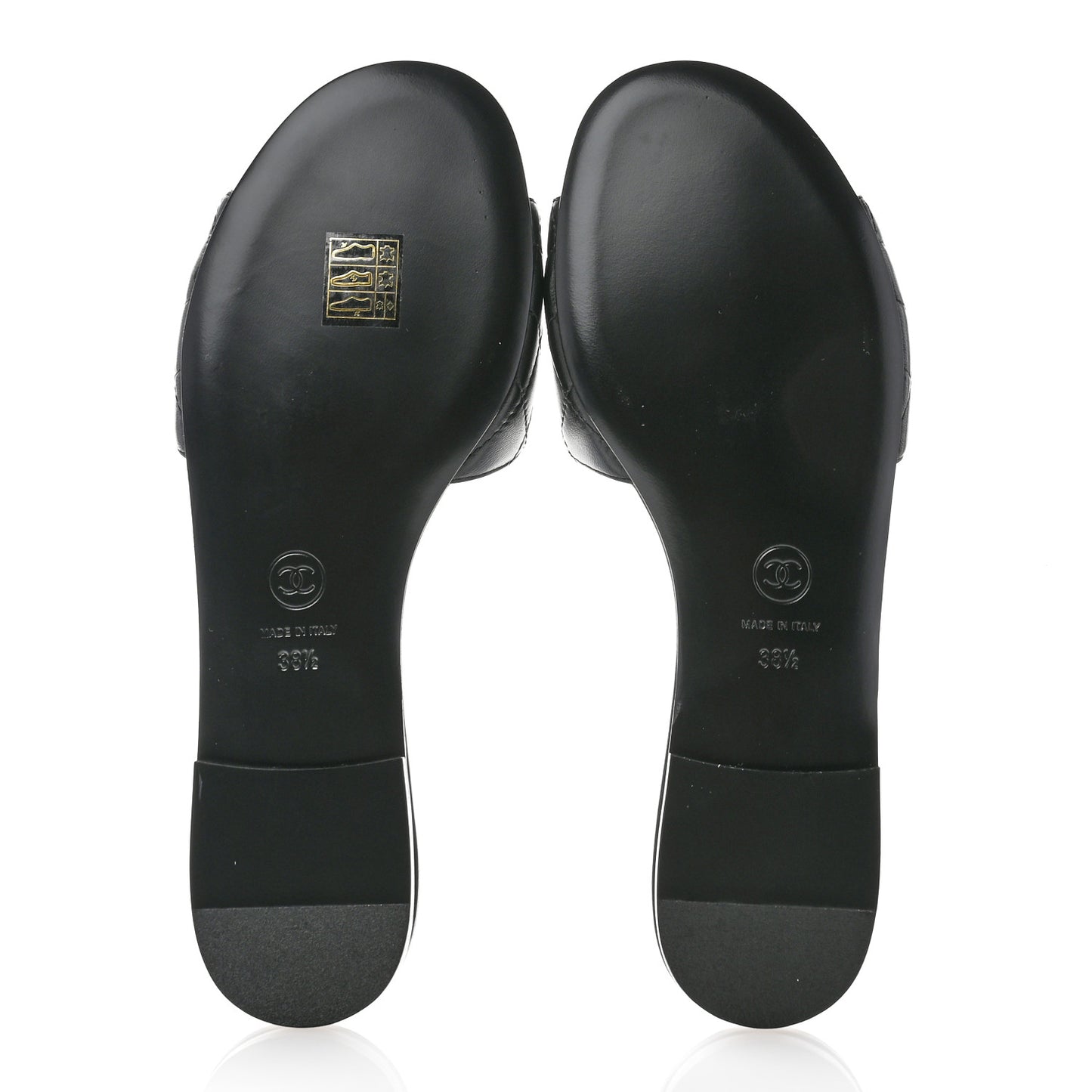 Lambskin Quilted CC Turnlock Sandals 38.5 Black