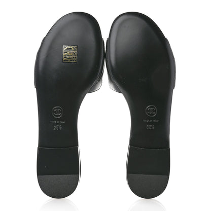 Chanel Lambskin Quilted CC Turnlock Sandals 38.5 Black 5 of 9