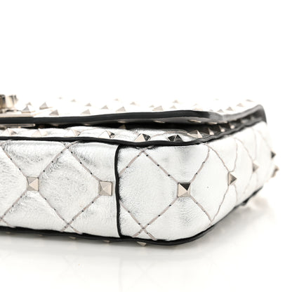 Valentino Garavani Metallic Nappa Rockstud Spike Shoulder Bag Silver 9 of 15