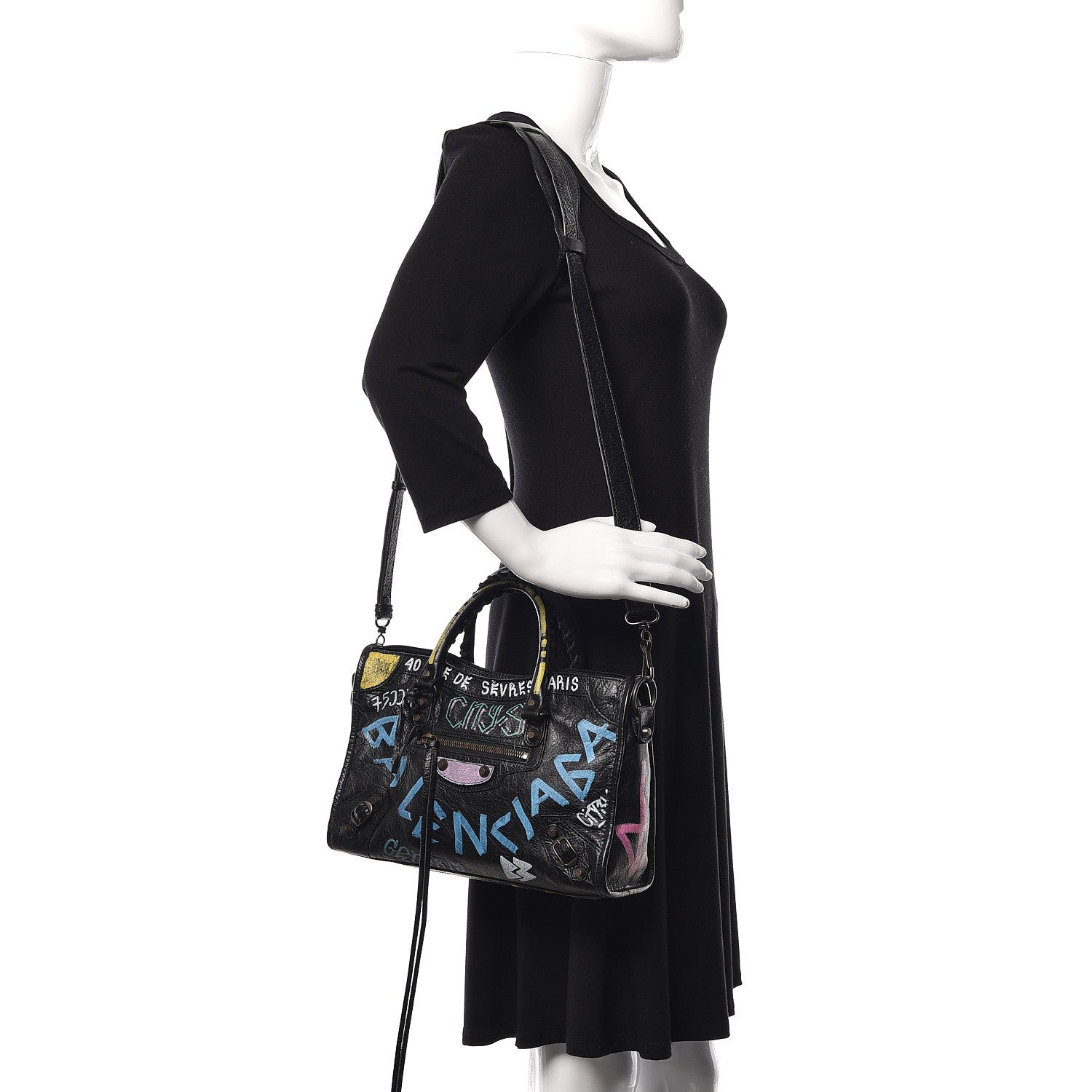Balenciaga Agneau Graffiti All Over Classic Hardware S City Black Multicolor 2 of 10