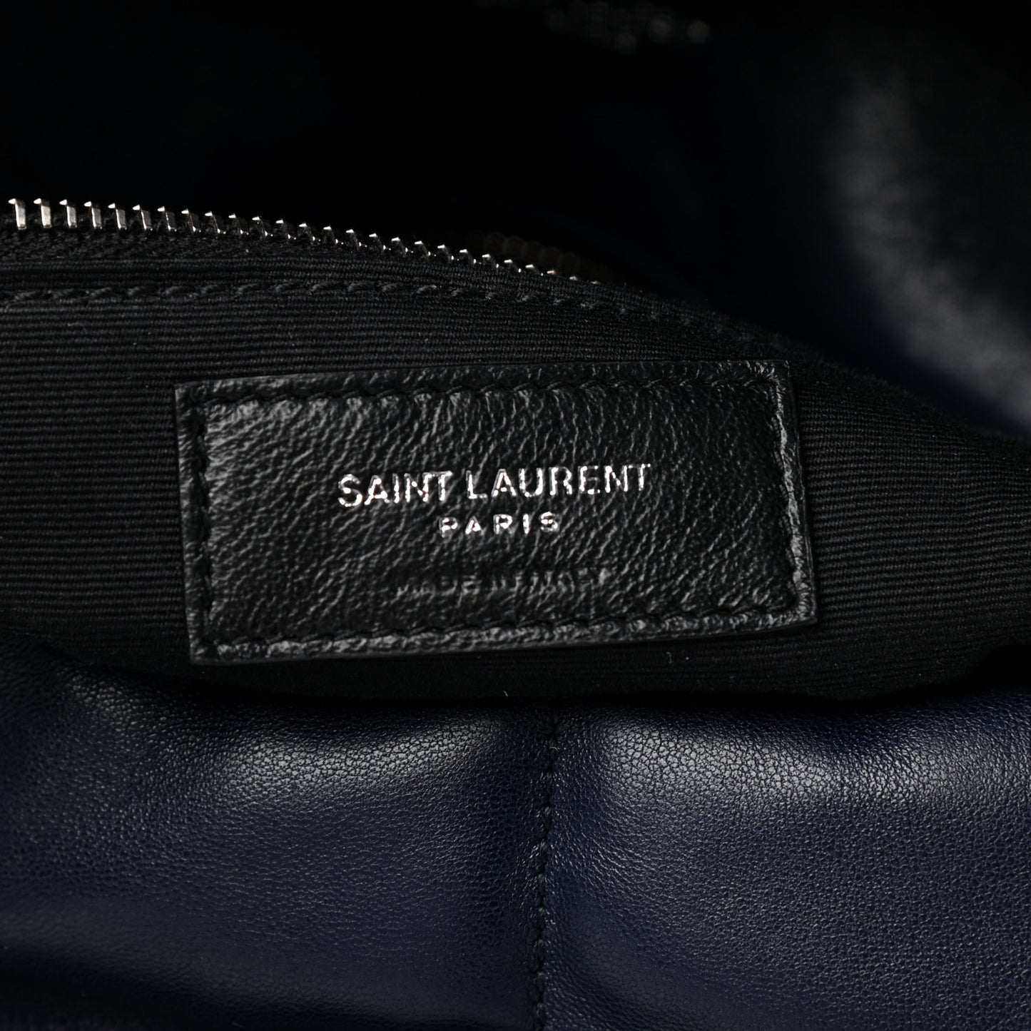 Lambskin Quilted Medium Loulou Puffer Monogram Chain Satchel Navy