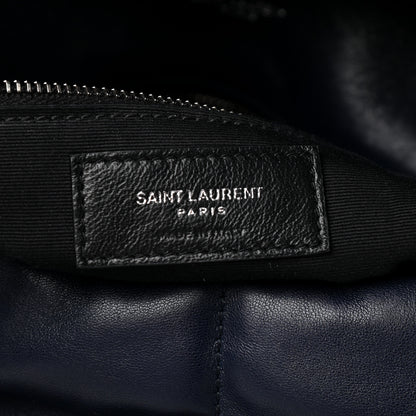 Saint Laurent Lambskin Quilted Medium Loulou Puffer Monogram Chain Satchel Navy 6 of 9