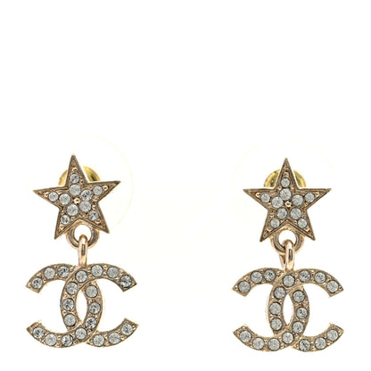 Chanel Crystal CC Star Drop Earrings Gold 1 of 5