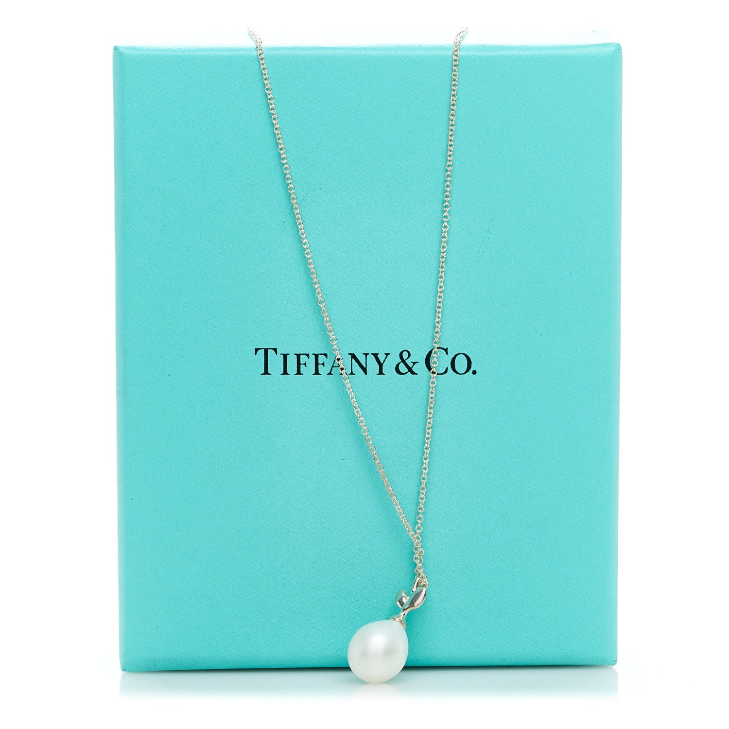 Tiffany Sterling Silver Pearl Paloma Picasso Olive Leaf Drop Pendant Necklace 6 of 6