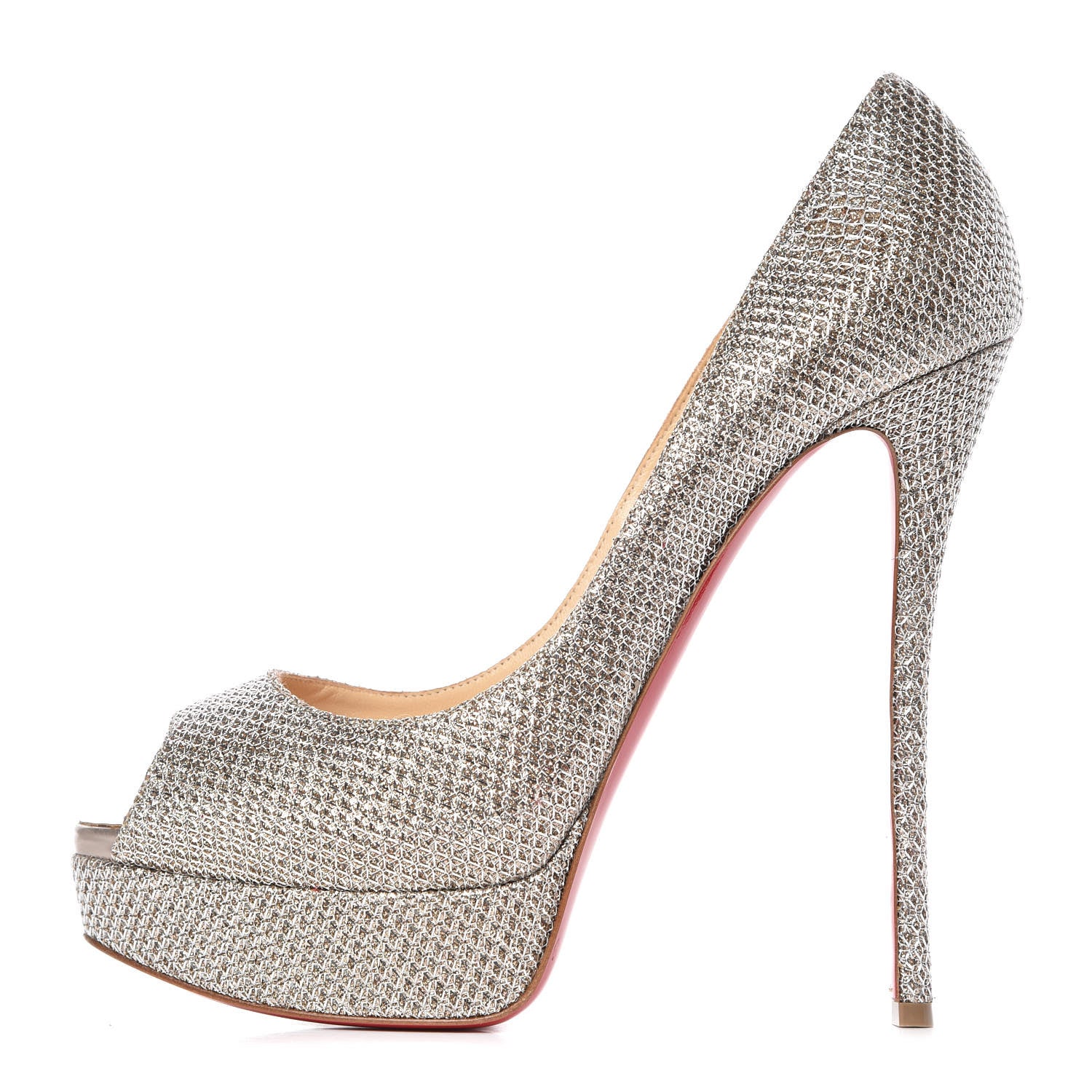 Christian Louboutin Glitter Diams Fetish Peep 140 Pumps 41 Colombe 1 of 8