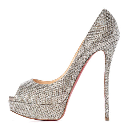 Christian Louboutin Glitter Diams Fetish Peep 140 Pumps 41 Colombe 1 of 8