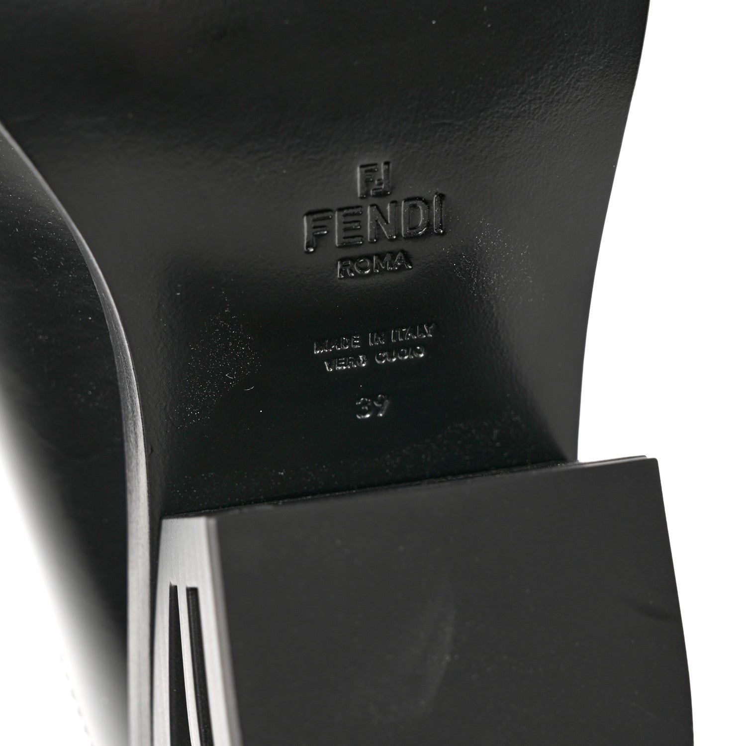 Fendi Vitello Abrasivato FF Cut Mules 39 Black 7 of 9