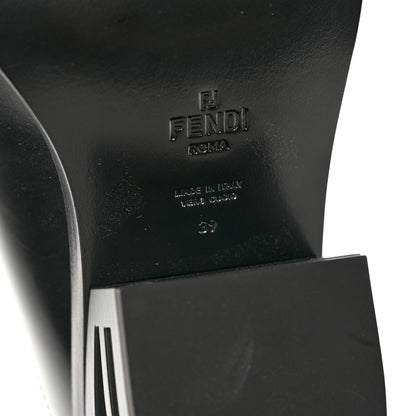 Fendi Vitello Abrasivato FF Cut Mules 39 Black 7 of 9