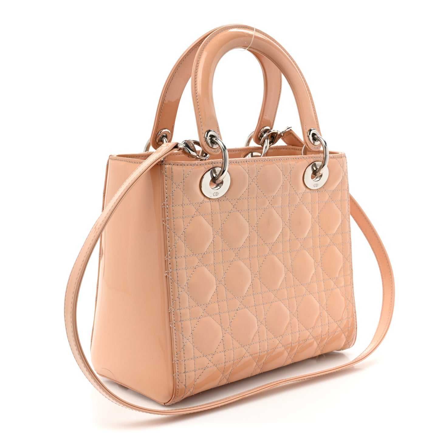 Patent Cannage Medium Lady Dior Rose Clair