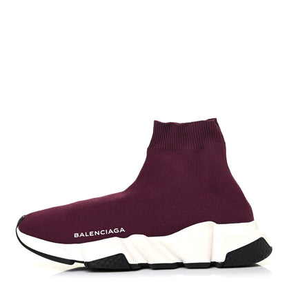 Balenciaga Neoprene Knit Womens Speed Sneakers 38 Prune White 1 of 4