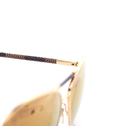 Louis Vuitton Damier Ebene Conspiration Pilote Aviator Sunglasses Z0790U Gold 5 of 8