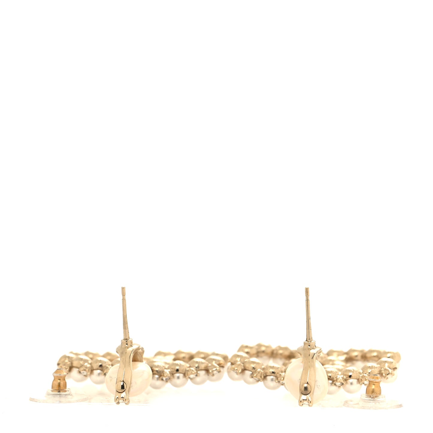 Crystal Pearl CC Earrings Gold