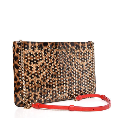 Christian Louboutin Patent Leopard Print Loubiposh Spiked Crossbody Clutch 3 of 7