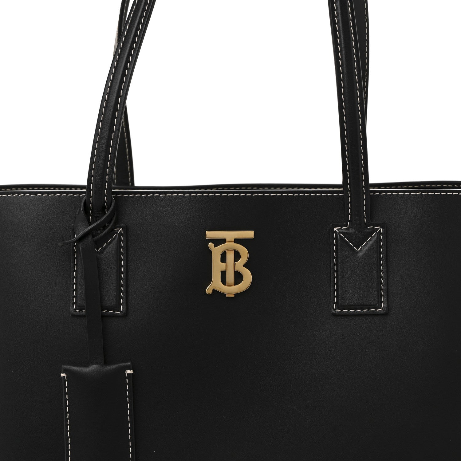 Burberry Calfskin Monogram Motif TB Medium Soft Tote Black 8 of 12