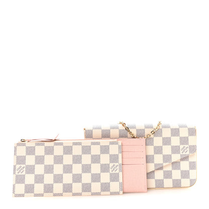 Louis Vuitton Damier Azur Pochette Felicie Chain Wallet Rose Ballerine 3 of 11