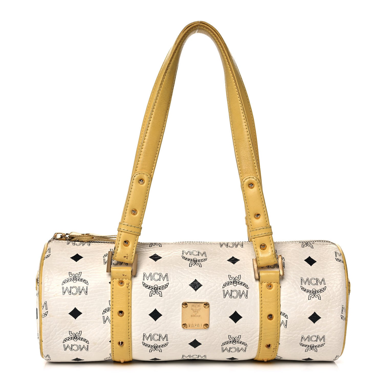 MCM Visetos Essential Barrel Bag White Yellow 1 of 12