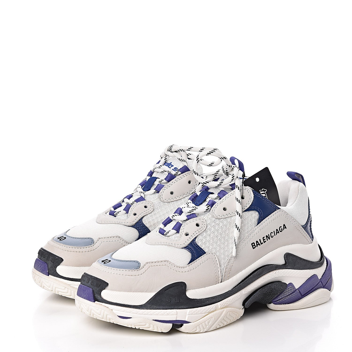 Balenciaga Mesh Nubuck Womens Triple S Sneakers 40 White Bleu Violet 3 of 9