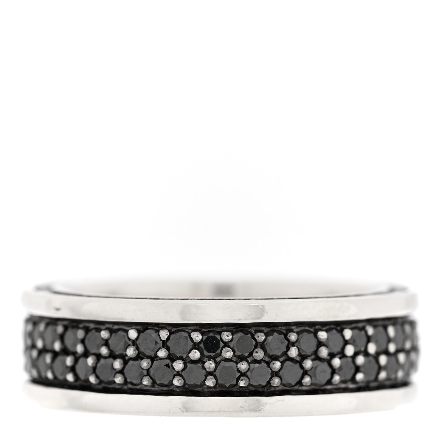 Sterling Silver Black Diamond Streamline Two-Row Band Ring
