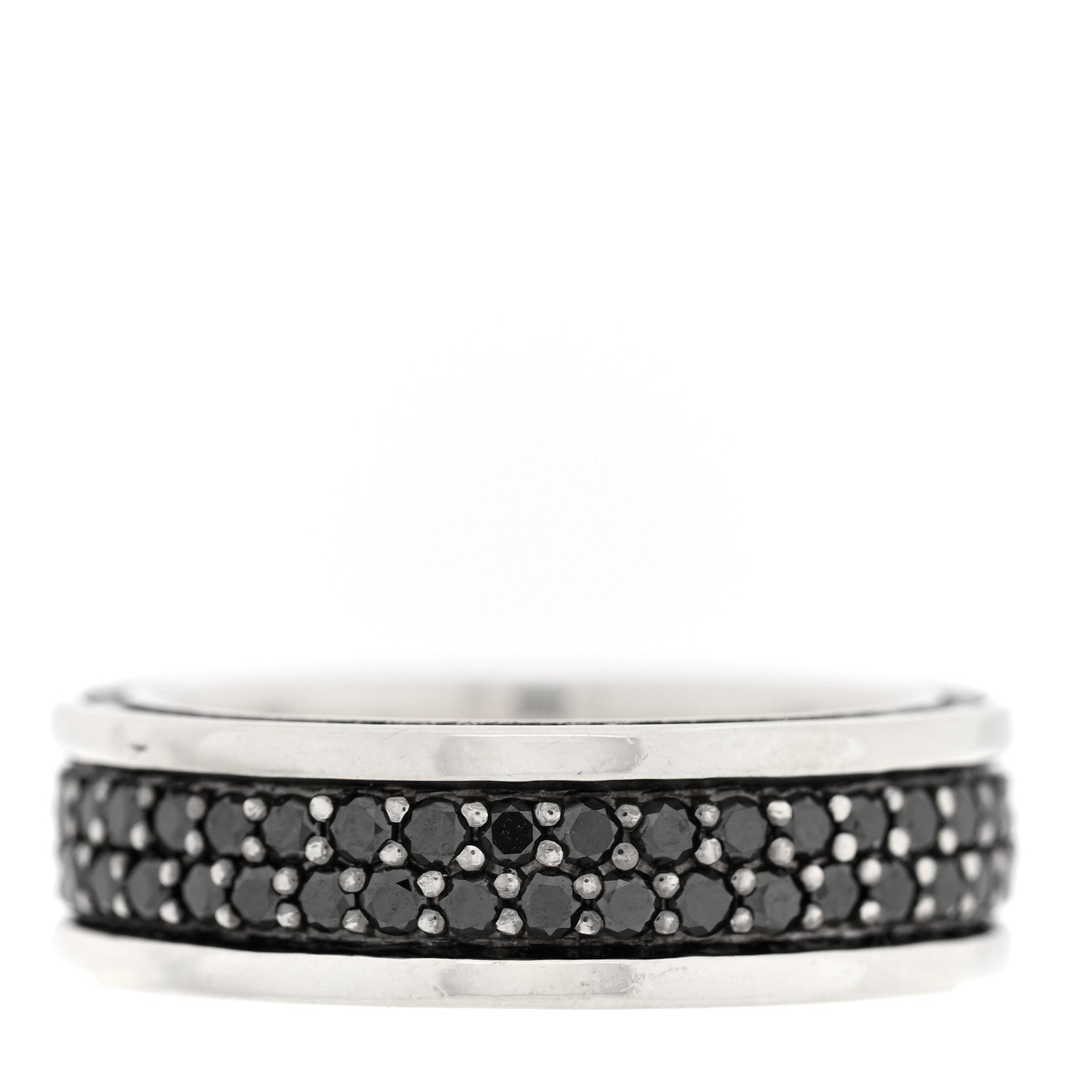 David Yurman Sterling Silver Black Diamond Streamline Two-Row Band Ring 3 of 5