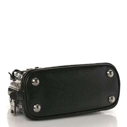Prada Saffiano Vernice Crystal Studded Mini Promenade Tote Black 4 of 9