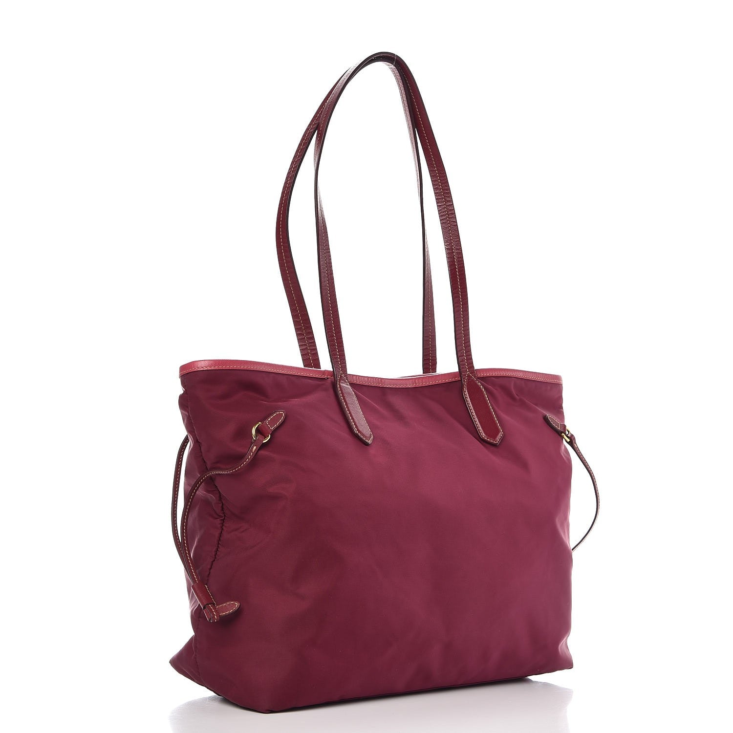 Prada Tessuto Nylon Saffiano Tote Wine 3 of 12