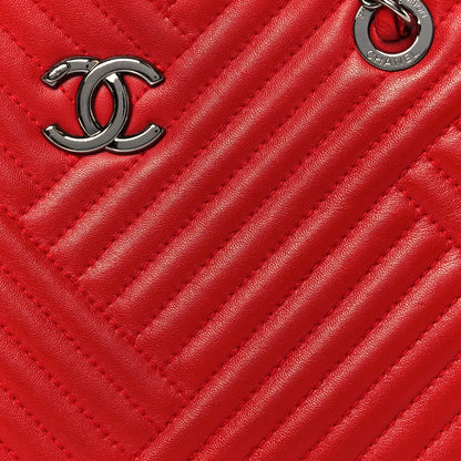 Chanel Lambskin Quilted CC Crossing Shopping Tote Red 8 of 11
