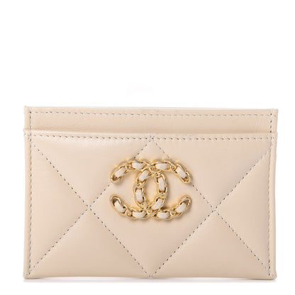 Chanel Goatskin Quilted 19 Card Holder Beige 1 of 8