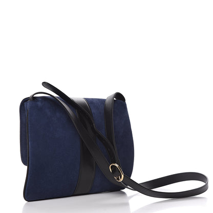 Gucci Suede Medium Arli Flap Shoulder Bag Blue Ink Black 3 of 10
