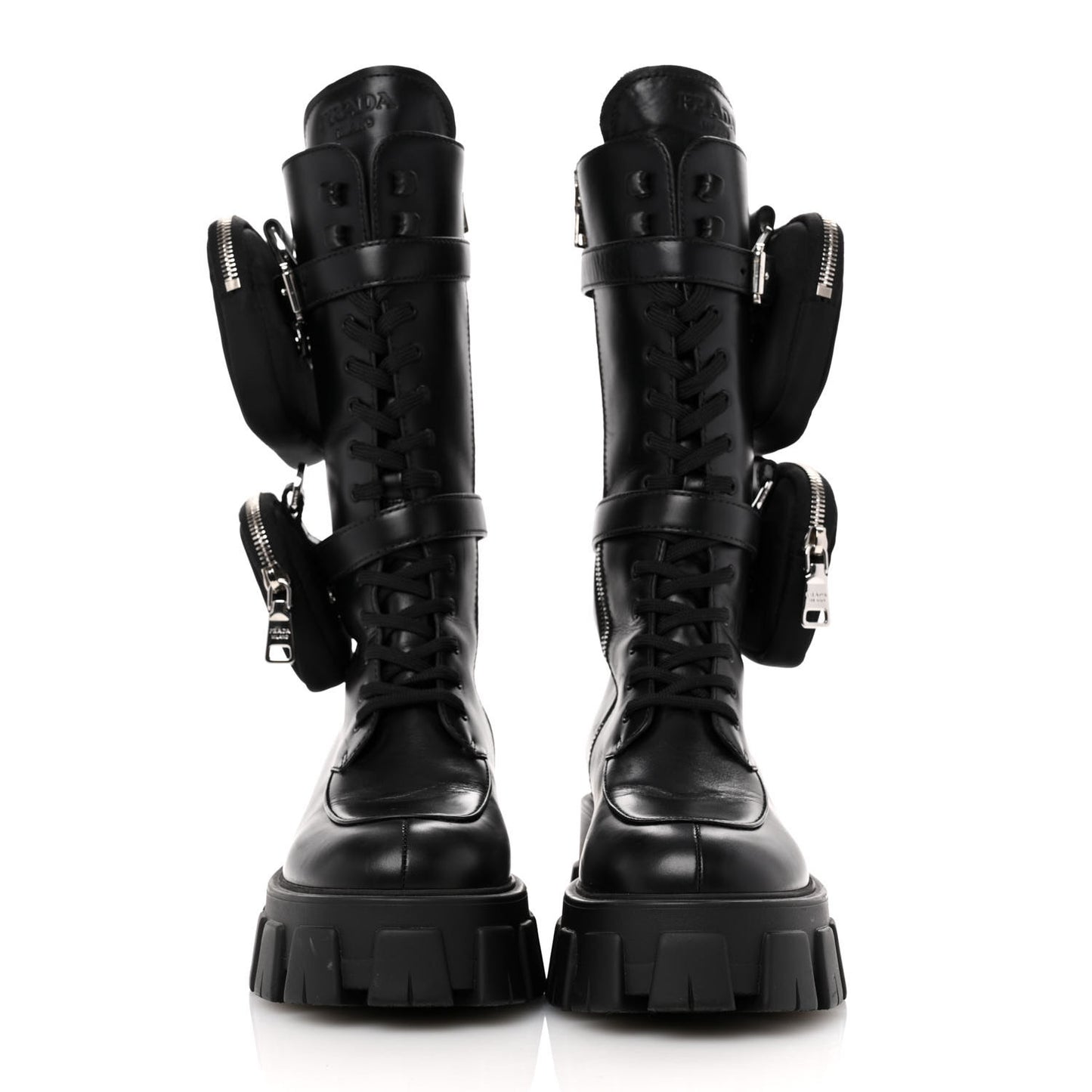 Spazzolato Rois Re-Nylon Metal Triangle Logo Monolith Pouch Pocket 55mm Tall Combat Boots 38.5 Black