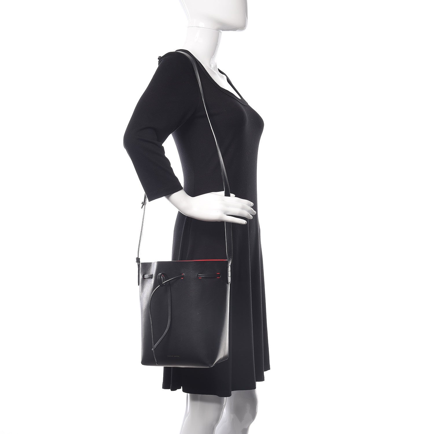 Mansur Gavriel Vegetable Tanned Calfskin Mini Bucket Bag Black Flamma 2 of 13