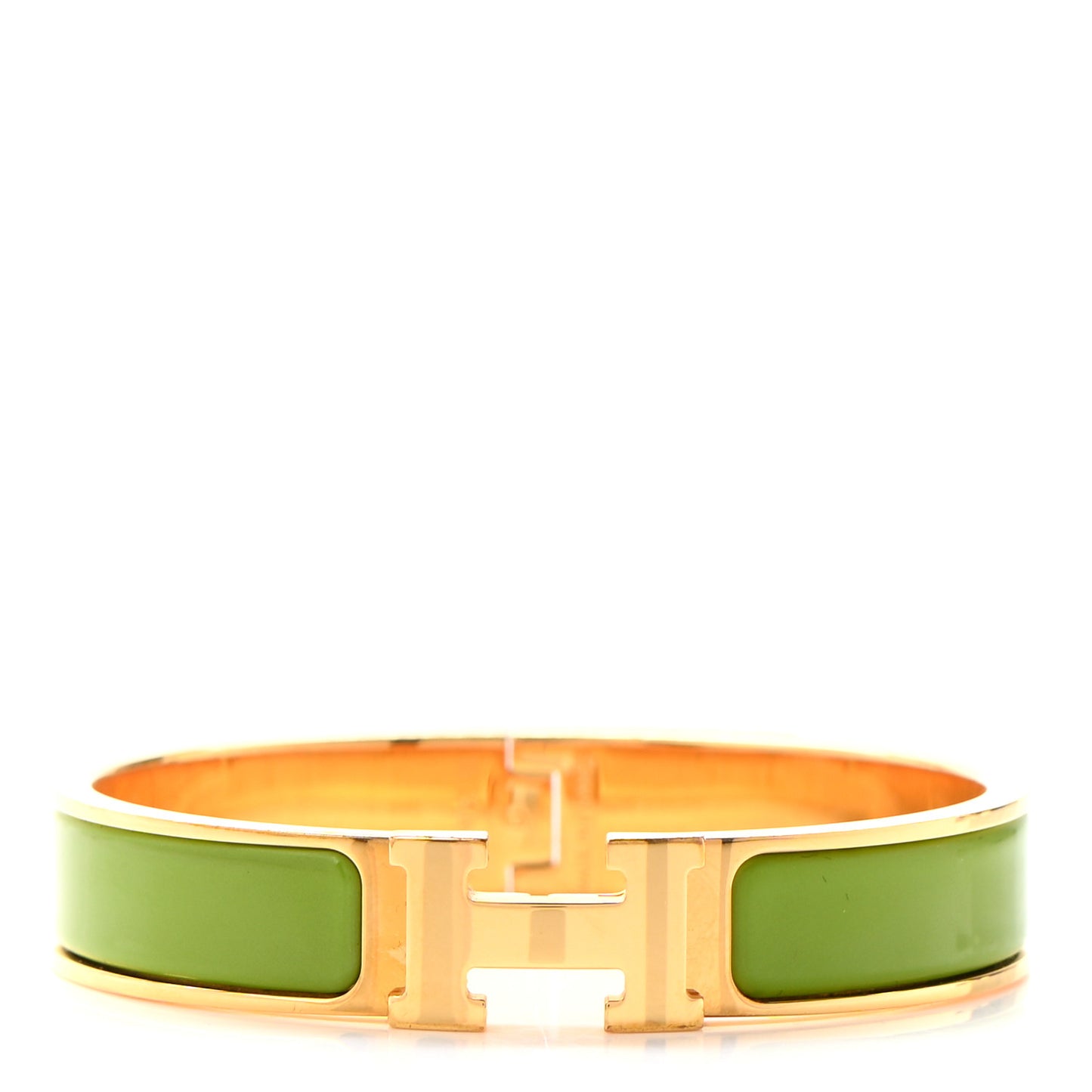 Enamel Narrow Clic Clac H Bracelet PM Vert Prairie