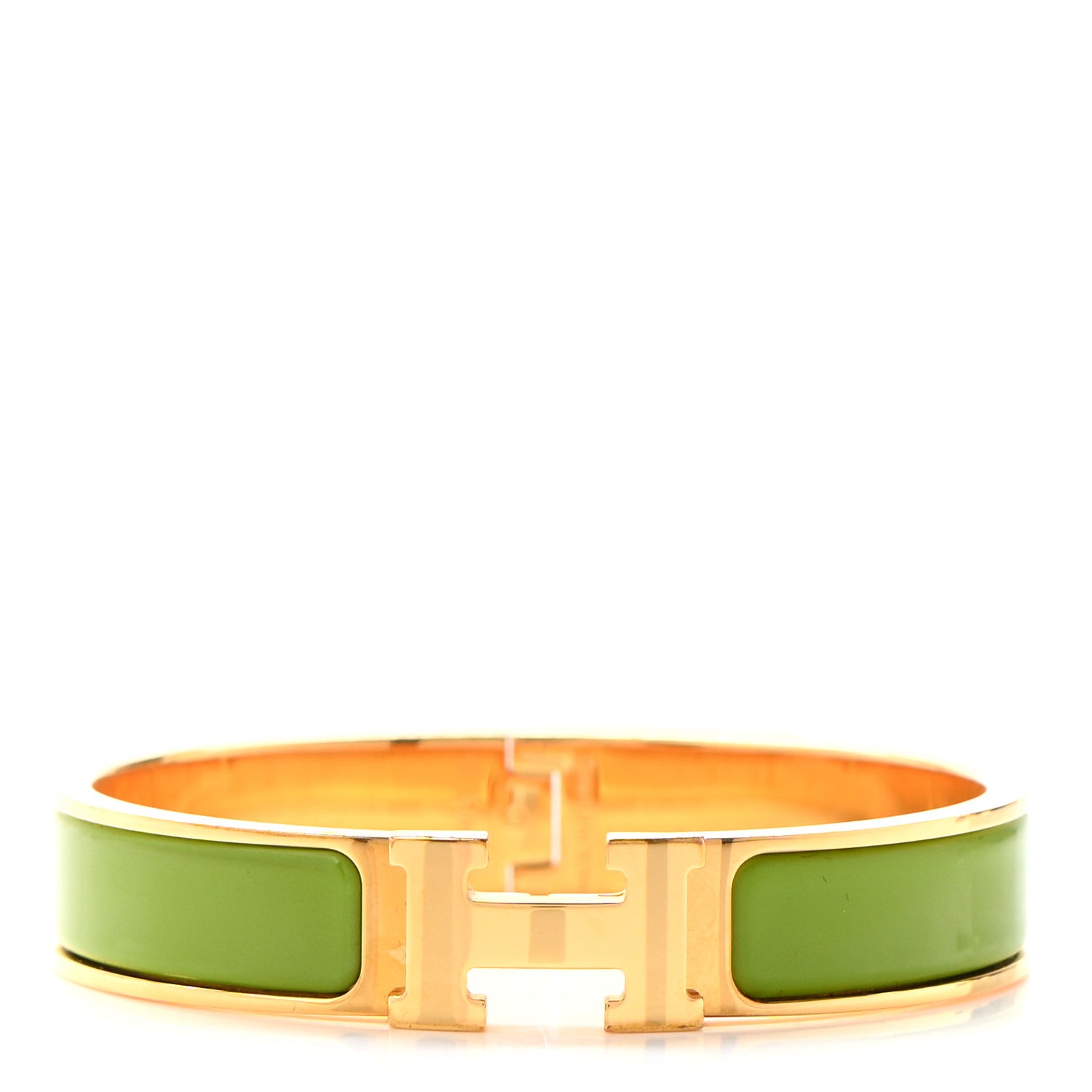Hermes Enamel Narrow Clic Clac H Bracelet PM Vert Prairie 1 of 4