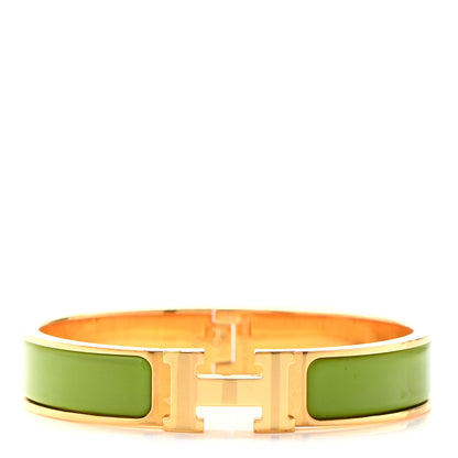 Hermes Enamel Narrow Clic Clac H Bracelet PM Vert Prairie 1 of 4