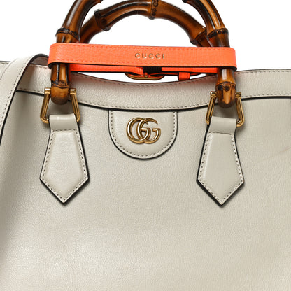 Gucci Wonka Grain Calfskin Small Diana Tote Bag Mystic White Orange Fluo 9 of 11