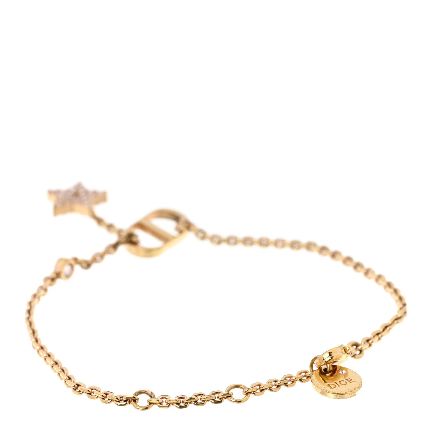 Christian Dior Crystal Metal CD Star Bracelet Gold 3 of 5