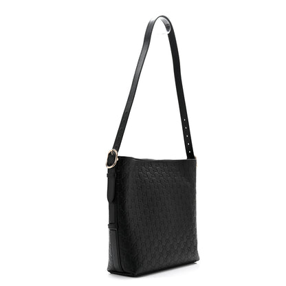 Gucci GG Calfskin Embossed Emblem Medium Shoulder Bag Black 3 of 10