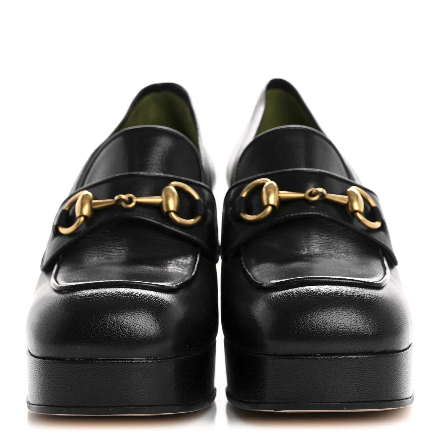 Goatskin Houdan Mid Heel Platform Loafers 41 Black