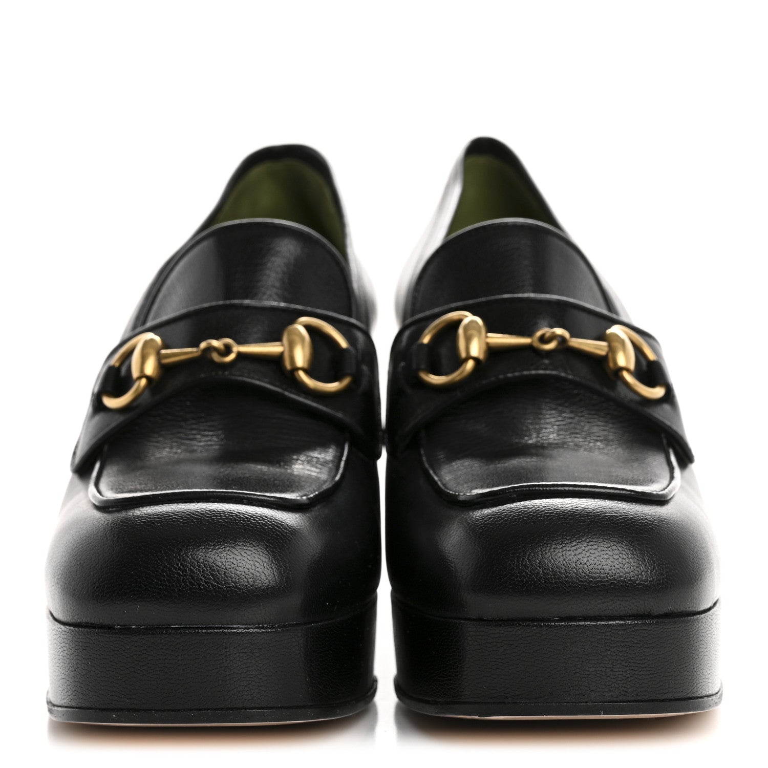 Gucci Goatskin Houdan Mid Heel Platform Loafers 41 Black 3 of 9