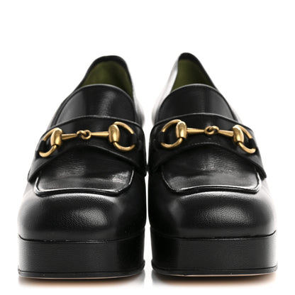Gucci Goatskin Houdan Mid Heel Platform Loafers 41 Black 3 of 9